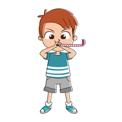 Cute boy on birthday vector illustration graphic design