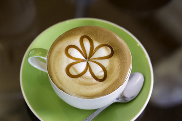 hot coffee with latte art