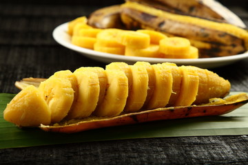 Healthy vegan food- boiled banans
