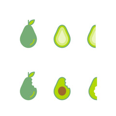 Avocado fruit icons set design illustration isolated on white background, vector eps10