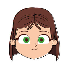 Beautiful girl face cartoon vector illustration graphic design