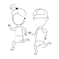 cute and little kids celebrating vector illustration design