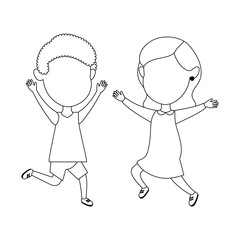 cute and little kids celebrating vector illustration design