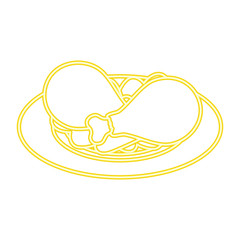 delicious chicken thighs in dish with lettuce vector illustration design