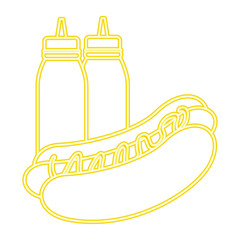 delicious hot dog with sauce bottle vector illustration design