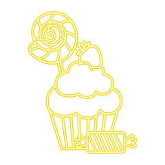 delicious and sweet cupcake with candies vector illustration design