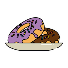 delicious and sweet donut in dish vector illustration design