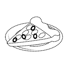 delicious pizza portion with dish vector illustration design