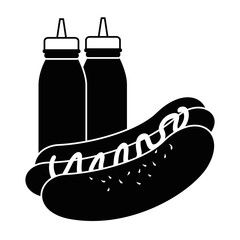 delicious hot dog with sauce bottle vector illustration design