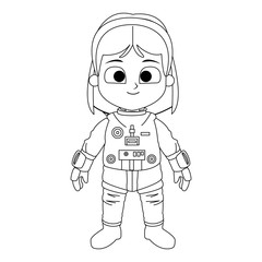 Obraz na płótnie Canvas Astronaut girl cartoon vector illustration graphic design
