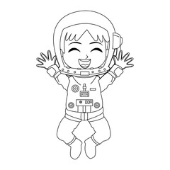 Astronaut girl cartoon vector illustration graphic design