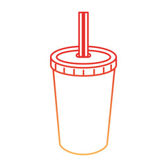 fresh soda in plastic cup with straw vector illustration design
