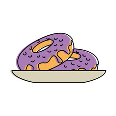 delicious and sweet donut in dish vector illustration design