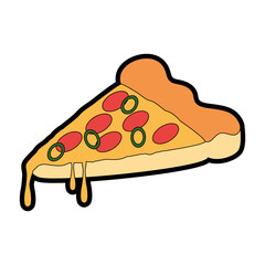 delicious pizza portion icon vector illustration design