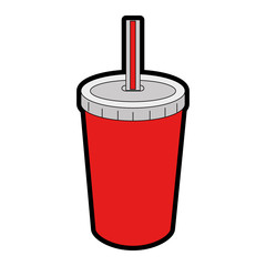 fresh soda in plastic cup with straw vector illustration design