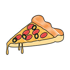 delicious pizza portion icon vector illustration design