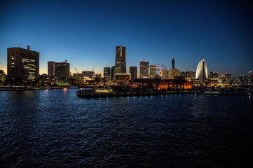 Fototapeta na wymiar Night View of Yokohama Minatomirai,Yokohama, Kanagawa Prefecture, Japan 