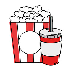 delicious pop corn with soda vector illustration design