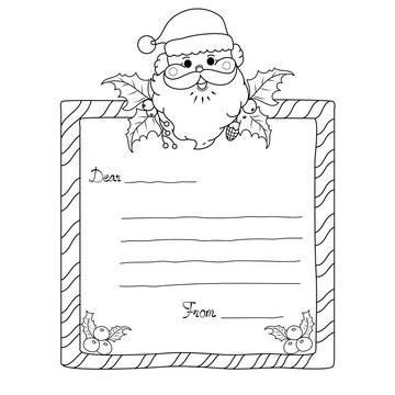 Coloring book page of christmas frame for adult and kids. vector illustration. doodle style. handdrawn.