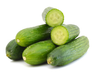 fresh cucumbers isolated on white