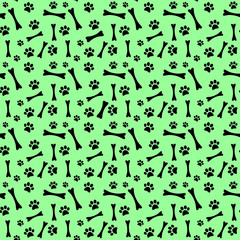 Background with drawings of animal and bone paws.