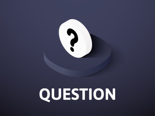 Question isometric icon, isolated on color background