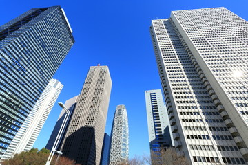Fototapeta na wymiar 新宿に輝き建つ超高層ビル群