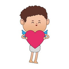 Cupid hugging heart vector illustration graphic design