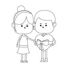 Obraz na płótnie Canvas Cute couple with gift box cartoon vector illustration graphic design