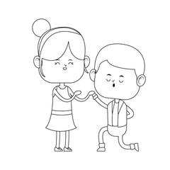 Obraz na płótnie Canvas Cute boyfriend on knees cartoon vector illustration graphic design