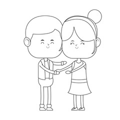 Cute couple cartoon vector illustration graphic design