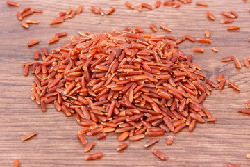Red rice on board, healthy nutrition