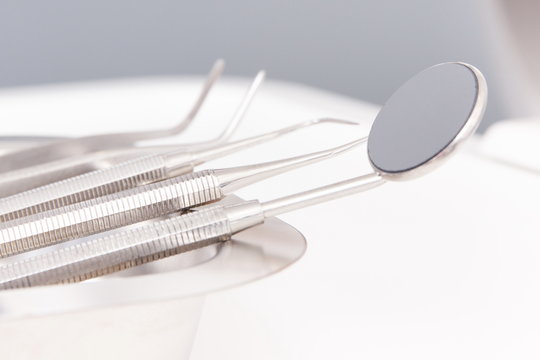 Set of tools used by dentists in modern stomatology office