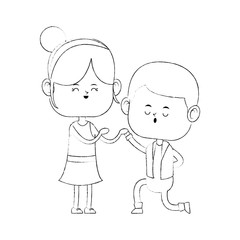 Cute boyfriend on knees cartoon vector illustration graphic design