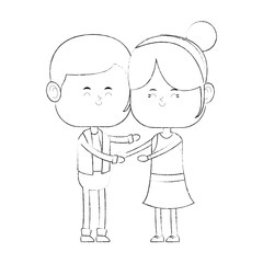 Cute couple cartoon vector illustration graphic design
