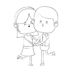 Cute couple cartoon vector illustration graphic design