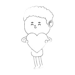 Cupid hugging heart vector illustration graphic design