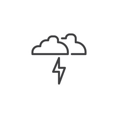 Clouds and lightning outline icon. linear style sign for mobile concept and web design. Storm weather simple line vector icon. Symbol, logo illustration. Pixel perfect vector graphics