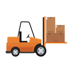 Forklift with boxes vector illustration graphic design