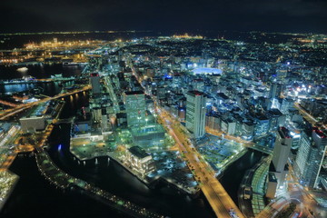 Fototapeta na wymiar 横浜港と横須賀方向の夜景