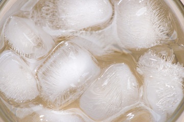 Close up of ice cubes in glass
