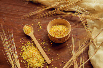 porridge kuskus couscous with bulgur isolated on white