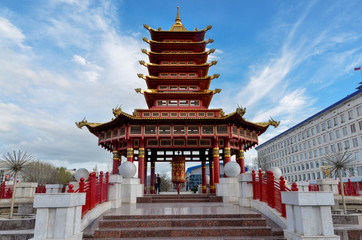 Buddhist Pagoda of Seven Days on Lenin Square Elista, Republic of Kalmykia
