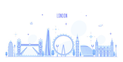 London skyline England UK vector city buildings - obrazy, fototapety, plakaty