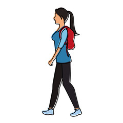 Woman walking cartoon icon vector illustration graphic design