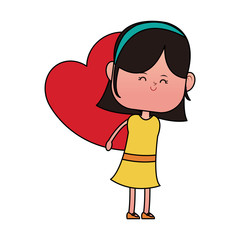 Girl with gift box heart shaped icon vector illustration graphic design