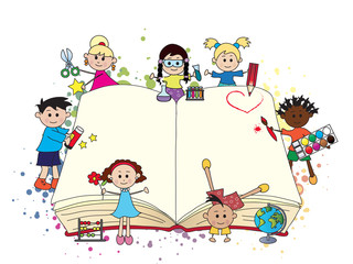 Obraz na płótnie Canvas children with book