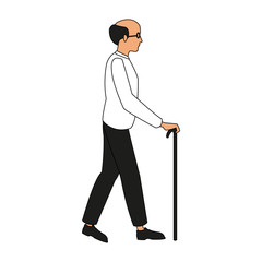 Grandfather walking with stick icon vector illustration graphic design