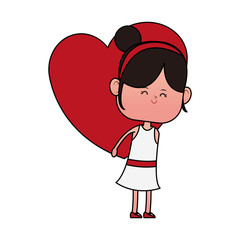 Girl with gift box heart shaped icon vector illustration graphic design