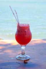 Beautiful and delicious cocktail by the sea